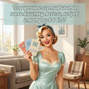 Подарочные сертификаты на химчистку мебели, ковров и матрасов в СПб от мастерской химчистки